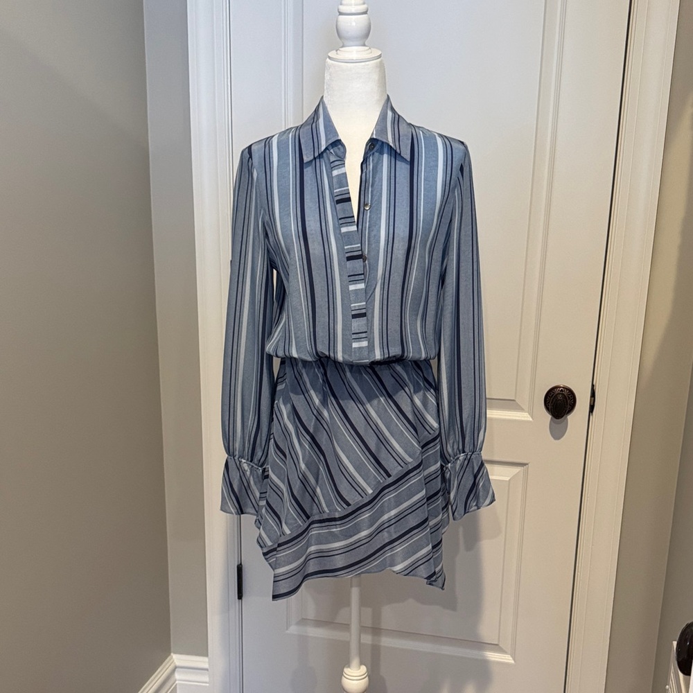 Ramy Brook Navy and White Striped Mini Dress